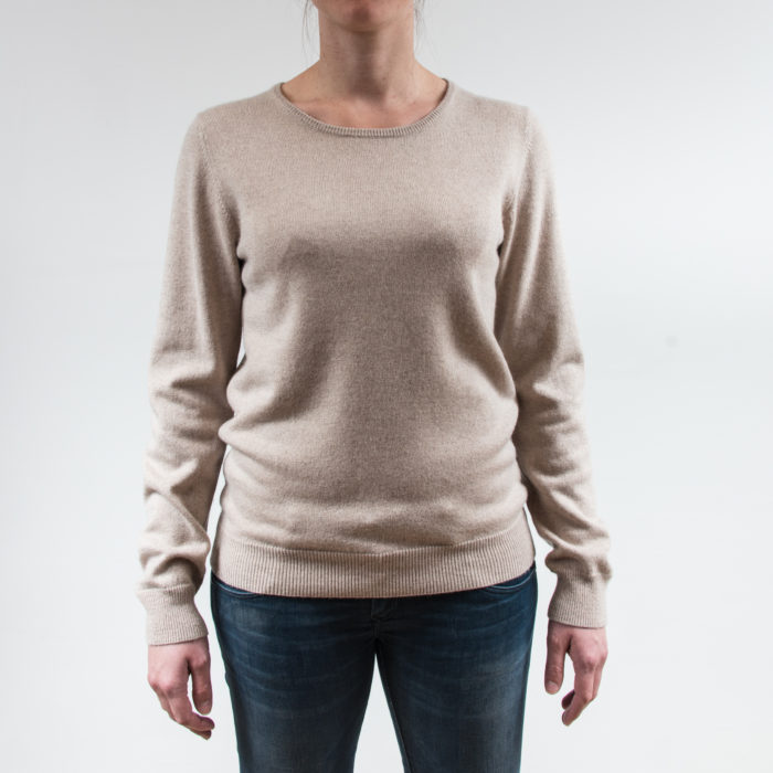 Infinite Horizon - Pull Cachemire et Soie - Femme Col Rond Beige - Face