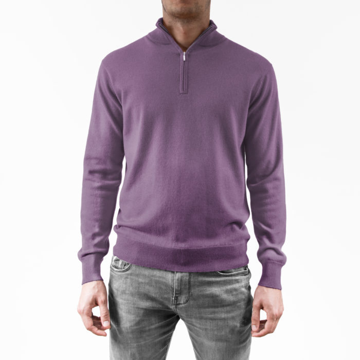 Infinite Horizon - Pull cachemire et Soie - Zip Violet - Face